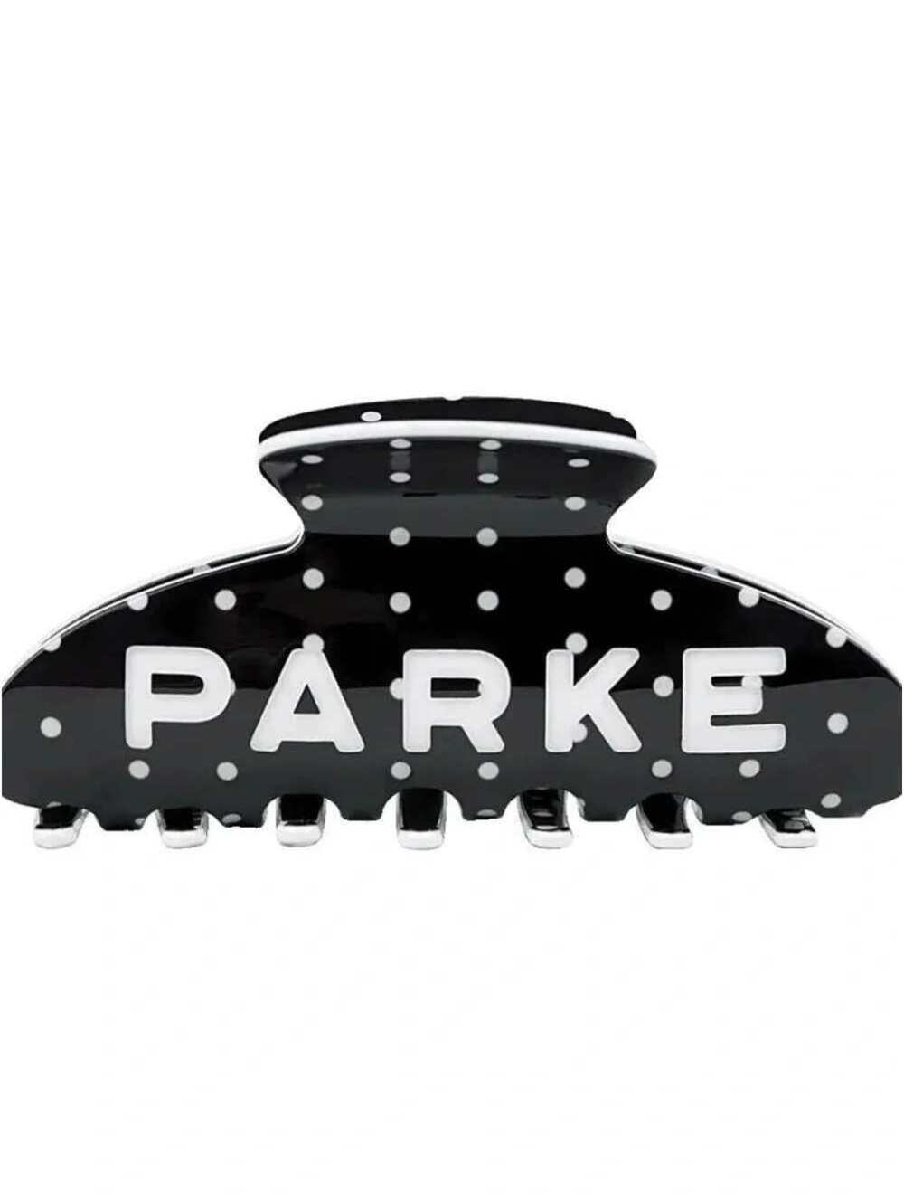 Parke Black Hair Claw Clip with White Polka Dots NEW